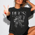 Bucs mascot DTF transfer with pirate illustration in a hand-drawn grayscale style, for school spirit and game day shirts