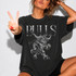 Bulls mascot DTF transfer with muscular bull illustration in a bold metallic-style design on a black shirt