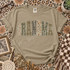 GRANDMA varsity letter DTF transfer with checkerboard, camo, leopard, polka dot, and floral patterns accented by cream bow ribbons Shown on a Khaki t-shirt.