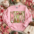 Pink Merry Christmas DTF Transfer | Chenille-Style Holiday Letters Design