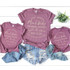 Waymaker Cream YOUTH FINAL STOCK Screen Print Heat Transfer T-shirts in mauve color with inspirational text, displayed with distressed denim shorts and a small green plant.
