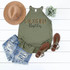 Mother Hustler Screen Print Heat Transfer, olive green tank top with 'Mother Hustler' text design.