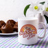 Here Comes the Sun Retro Vintage Distressed Sublimation Transfer mug, featuring a sunrise and palm trees design on a white ceramic mug.