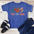 Peace Love America YOUTH Screen Print Heat Transfer, colorful graphic t-shirt with peace hand sign, heart, and patriotic windmill design for kids.