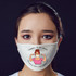 Thanks To My Mask Sublimation Transfer, a custom face mask featuring a humorous graphic of a woman adjusting her mask with text that reads 'Thanks to my mask, this bitch face can finally rest'.