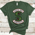 South Side Serpents FINAL STOCK Screen Print Transfer, green t-shirt with a snake design and text.