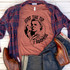 Just The Tip Screen Print Transfer, graphic T-shirt with Rosie the Riveter design and motivational slogan on a casual men's outfit layout.