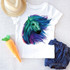 Watercolor Horse Head Sublimation Transfer, vibrant and artistic watercolor style horse head print on a white T-shirt.