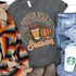 Pumpkin Spice Is My Favorite Season Screen Print Transfer, a graphic T-shirt with fall-themed design featuring a pumpkin, coffee cup, and autumn leaves.