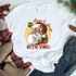 Don't Stop Believing Santa Sublimation Transfer - Festive Christmas t-shirt featuring Santa Claus with holiday design and text.