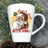 Don't Stop Believing Santa Sublimation Transfer, Christmas-themed ceramic mug with Santa Claus illustration and festive message.