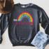 F*CK OFF, I Mean Good Morning Rainbow Screen Print Transfer sweatshirt, graphic design featuring a colorful rainbow and bold text.