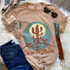 Hard To Handle Screen Print Heat Transfer on a beige T-shirt with cactus design and sunset background.