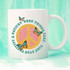Good Things Take Time Sublimation Transfer on a coffee mug with butterflies and peace sign design.