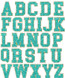 Turquoise Chenille Glitter Letters Sticker Sheet