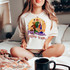Girls Just Wanna Have Fun DTF Heat Transfer, colorful graphic T-shirt featuring three stylish women with the text 'Girls Just Wanna Have Fun'.