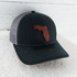 Leopard State Leather Patch YOU CHOOSE STATE cap, black trucker hat with a red leather patch of the Florida state outline on the front.