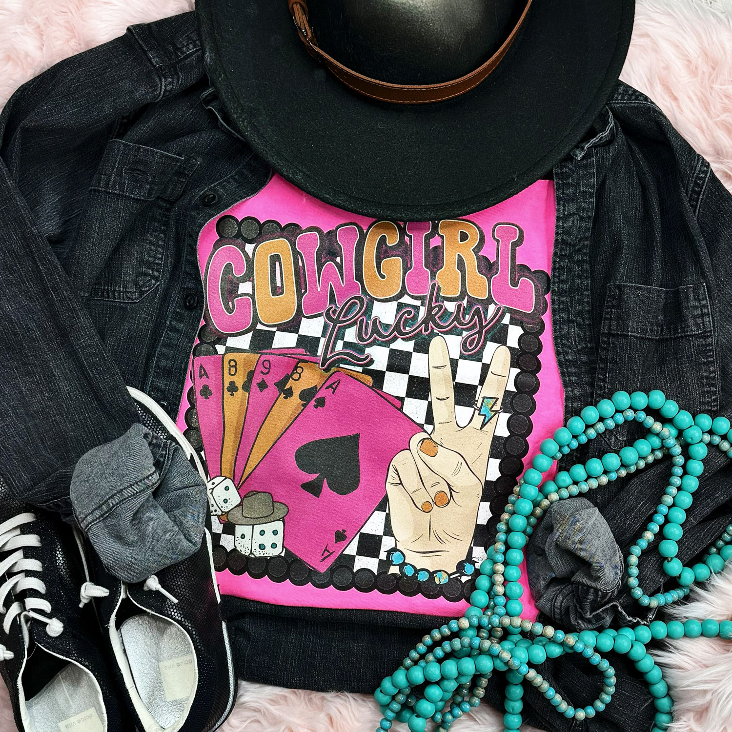 Cowgirl Lucky Screen Print Heat Transfer