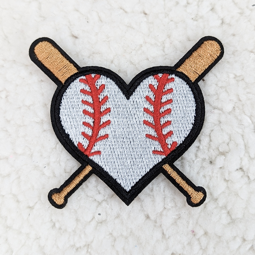 Heart embroideryパッドinアメスリタン Baseball Heart & Bats Embroidered Hat Patch | Trendy Transfers