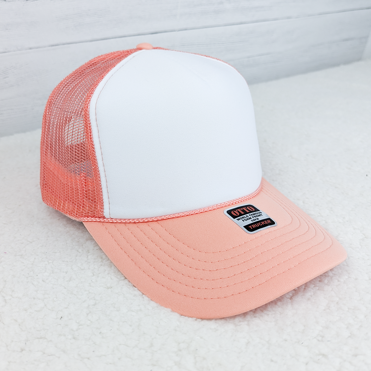 Coral & White Foam Trucker Hat