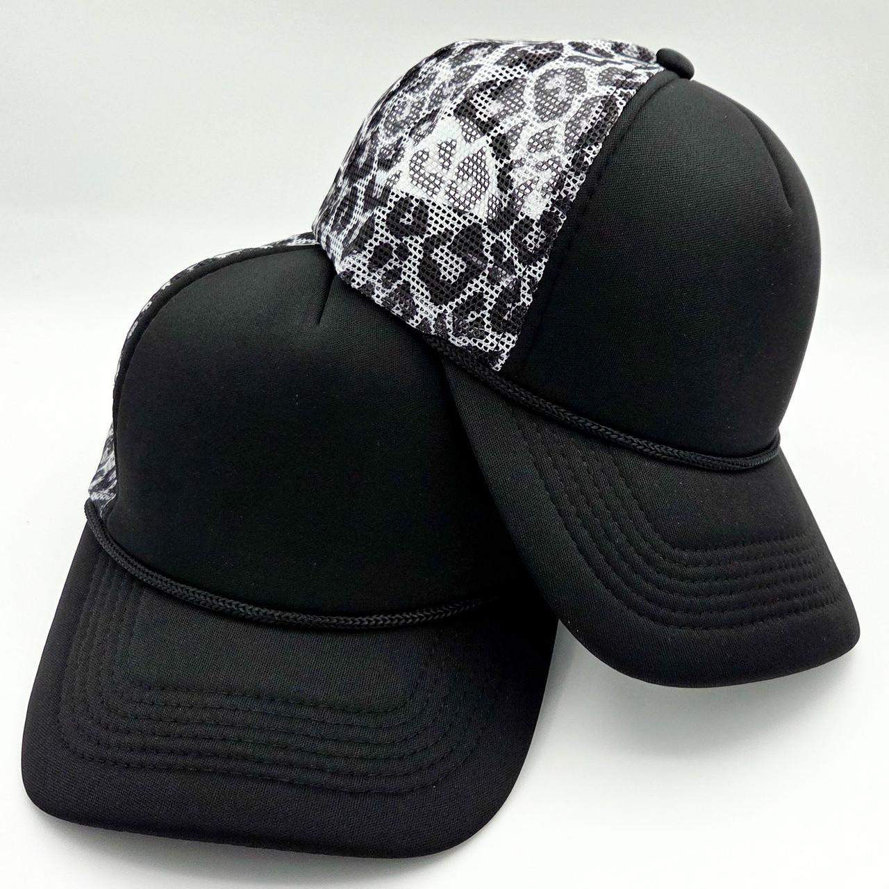 Black Leopard Print Foam Trucker Hat