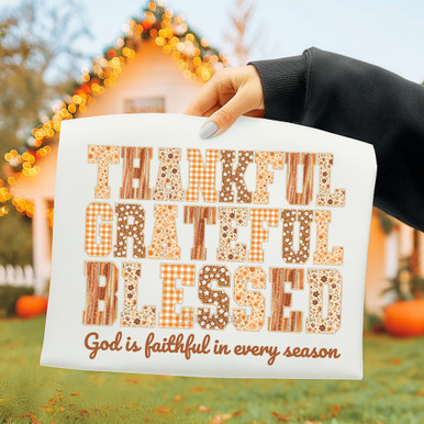 Thankful Grateful Blessed Fall Patterns DTF Heat Transfer