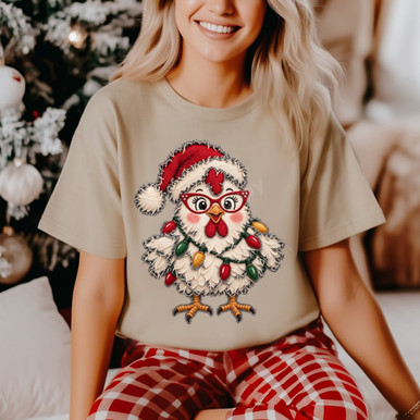 Juneteenth Patch Christmas Chicken DTF Transfer | Funny Holiday Design