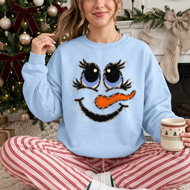 Juneteenth Patch Snowman Face DTF Transfer | Chenille-Look Christmas Design