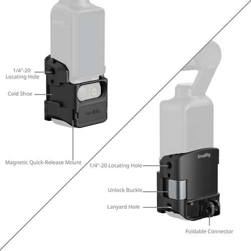 Cage SmallRig Pour DJI Osmo Pocket 3 - Adaptateur Avec Montage Réversible Et Connexions Multiples - 9