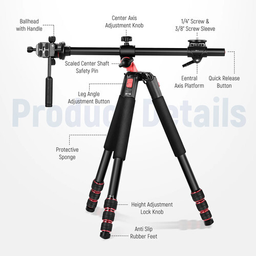 Neewer TP27 73.6" Aluminum Tripod with Multi-Angle Center Column and Monopod