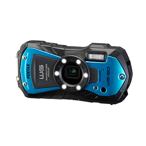 Ricoh PENTAX WG-90 Digital Camera (blue) with flash