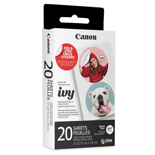 Canon ZINK Pre-Cut Circle Sticker Paper, 2 Pack - 10x Sticker Paper Sheets & 1x Smart Sheet per Pack