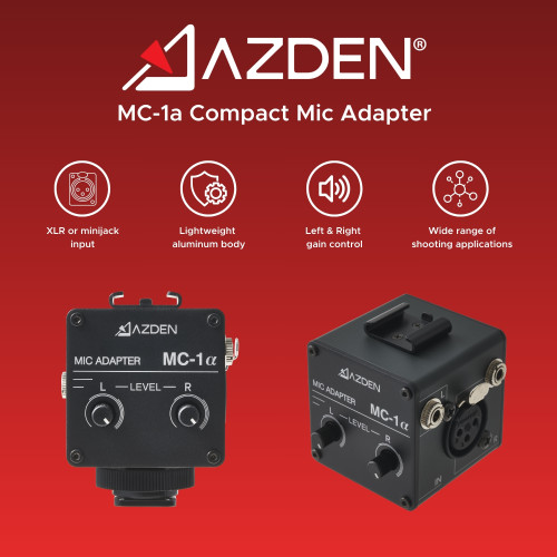 Azden MC - 1PH Phantom Power Compact Audio Mic Adapter