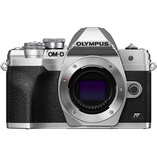 silver Olympus OM-D E-M10 Mark IV Mirrorless Digital Camera body