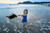 a girl in the ocean