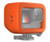 bright orange floaty around a gopro camera