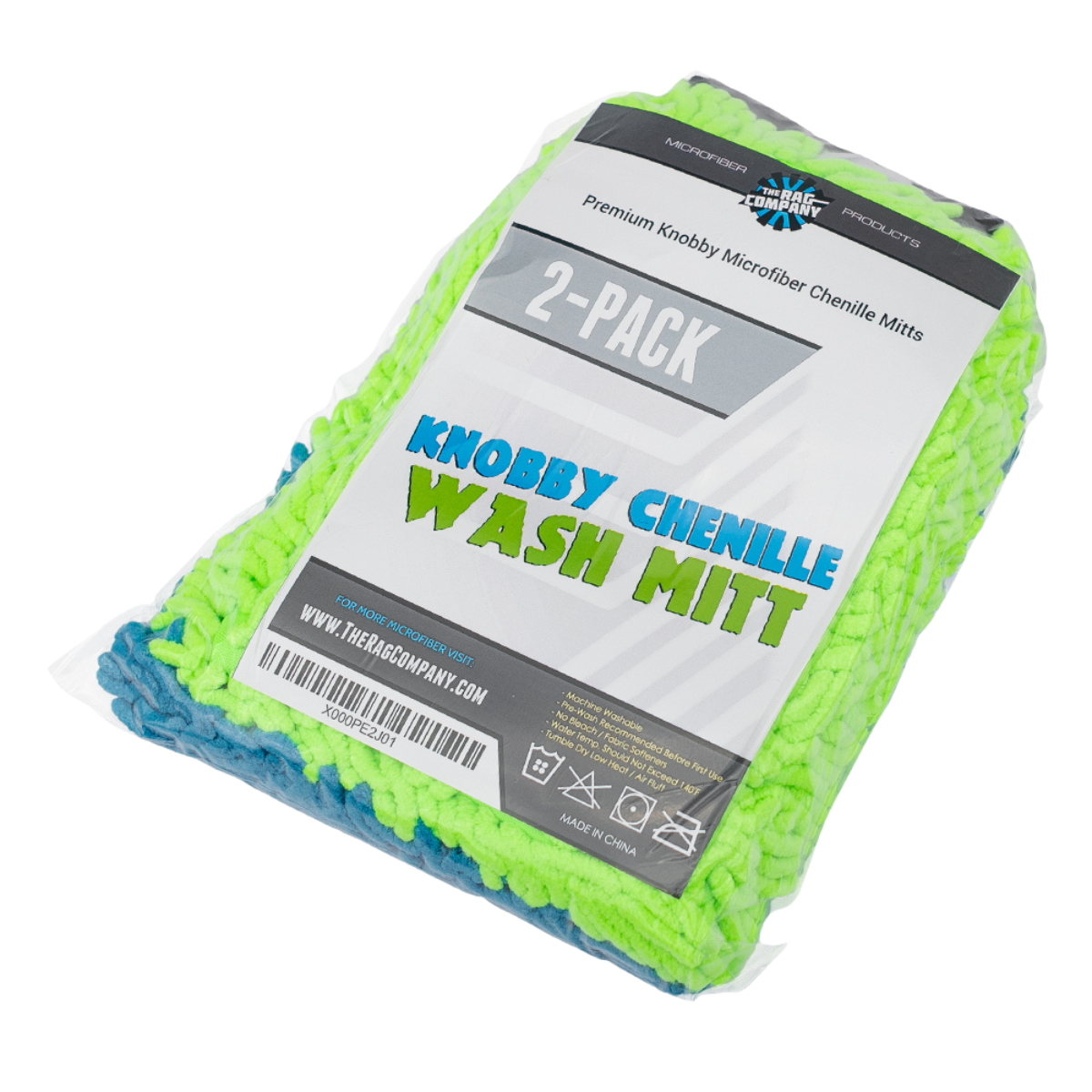 Lime Green Chenille Wash Mitt - 2 pack