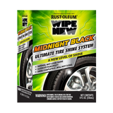 Front of Wipe New Midnight Black Ultimate Tire Shine System box promoting intense wet-look shine and UV-resistant long-lasting finish