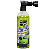 Front of Wipe New Blast Ceramic Coating bottle featuring high-gloss shine and water repellency for exterior automotive surfaces
