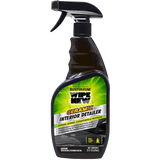 Front of Wipe New Ceramic Interior Detailer bottle emphasizing dust repellency, UV protection, and interior surface conditioning
