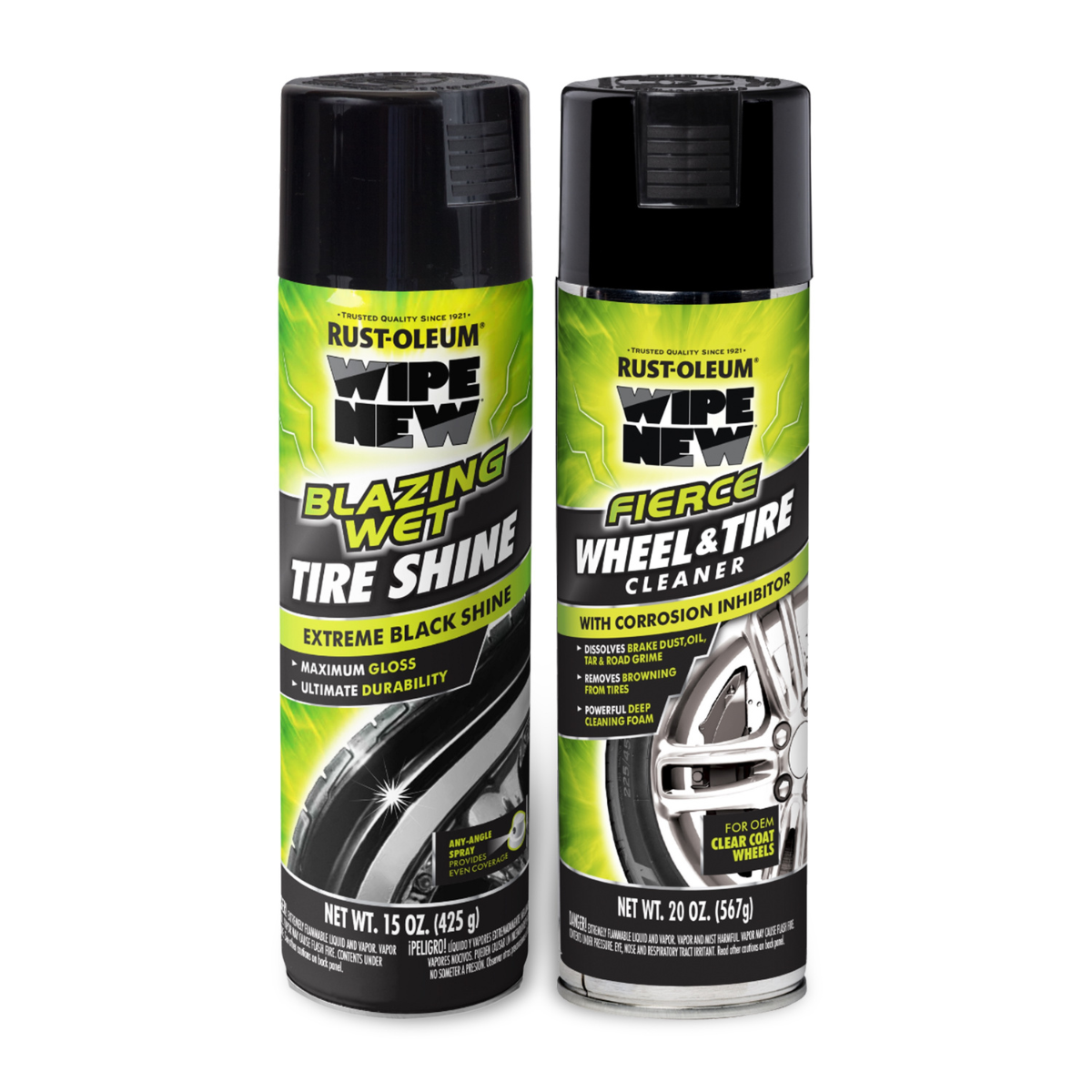 Midnight Black Tire Shine System - Rust-Oleum Wipe New