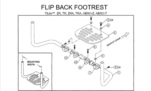 TiLite Flip-Back Footrest Schematic