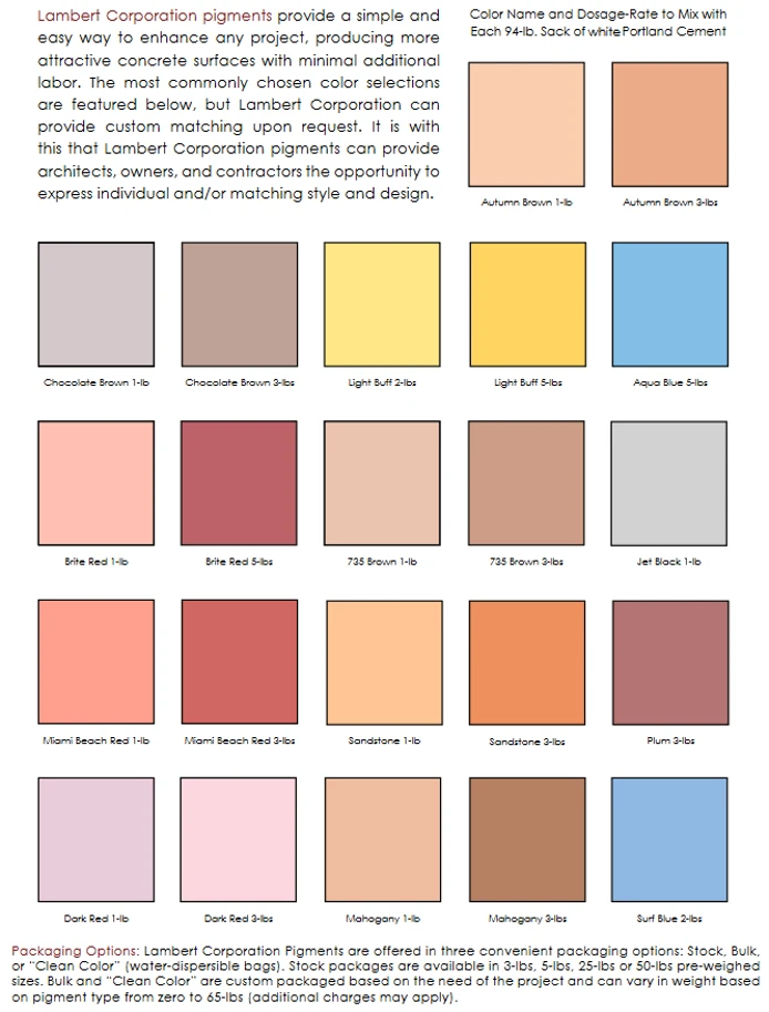 LAMBERT CEMENT COLORS - SBSConcrete Products