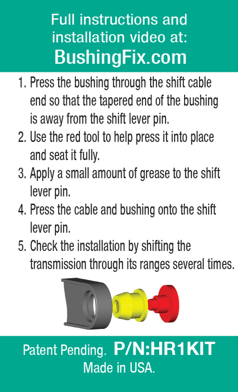 Pontiac Pursuit transmission shift cable repair kit