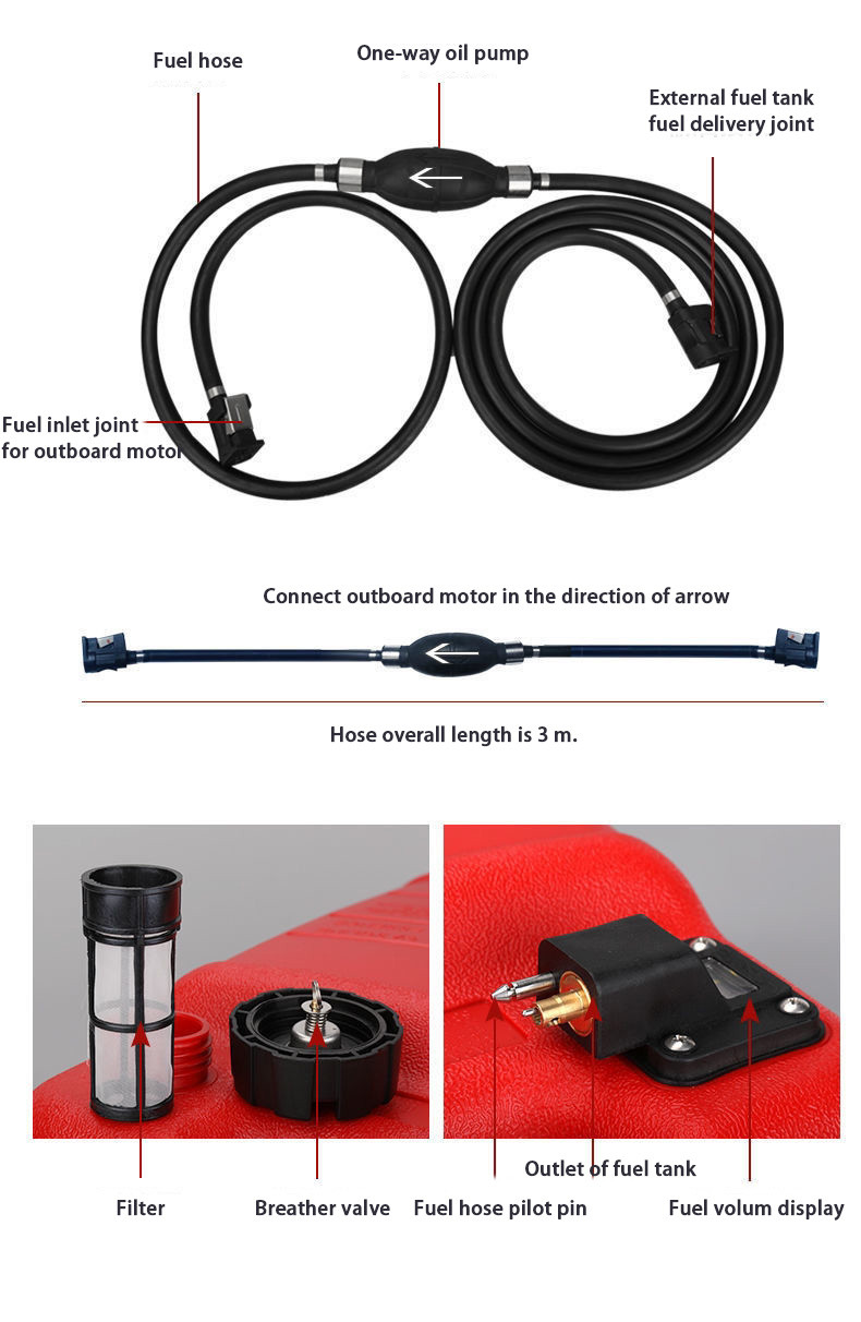PORTABLE FUEL TANK & FUEL HOSE - 3.17 GALLON