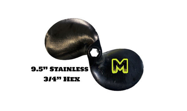 9.5" STAINLESS PROPELLER - 3/4" HEX HUB