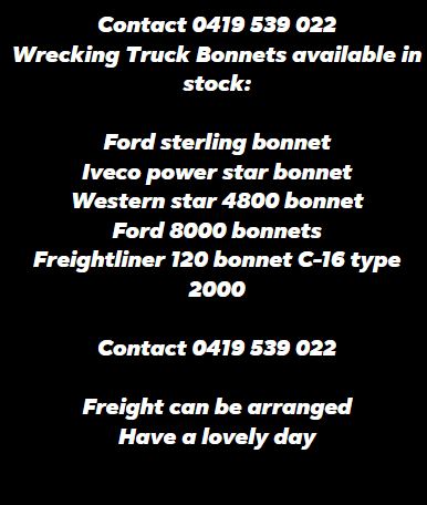 Wrecking Truck Bonnets available in stock. 0419 538 022