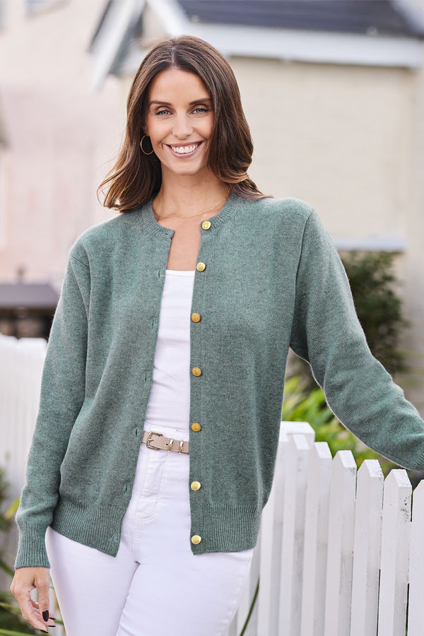 Teresa 4 Ply Cashmere Crew Neck Cardigan