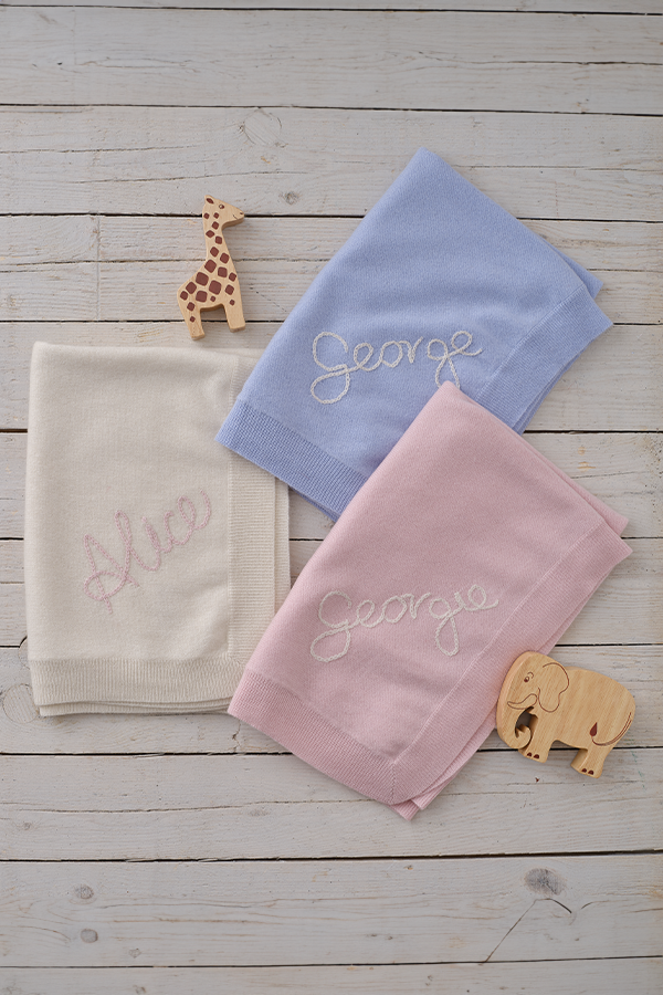 Personalised Hand Embroidered Baby Blanket