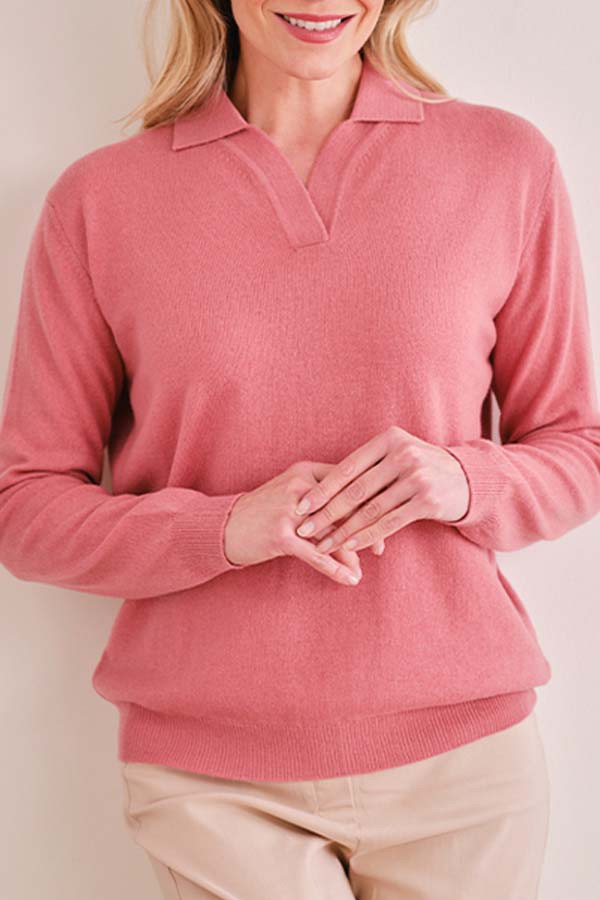Heather Cashmere Shirt Collar Sweater